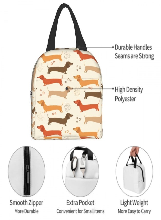 Evlaschin Dachshund Lunch Bags for Kids Cute Weiner Dog Puppy Print Insulated Reusable Lunch Box Thermal Cooler Lunch Tote Handbag for Girls Boys School Women Men Office Travel - Image 3